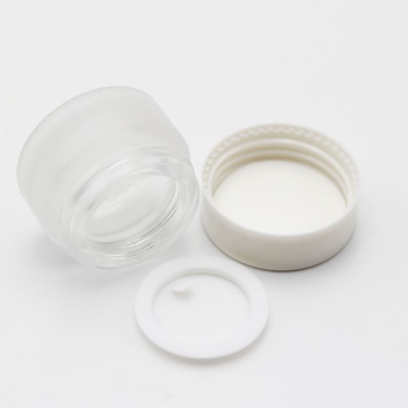 5g hexagonal frosted glass jar with white plastic lid MGJ-428Y