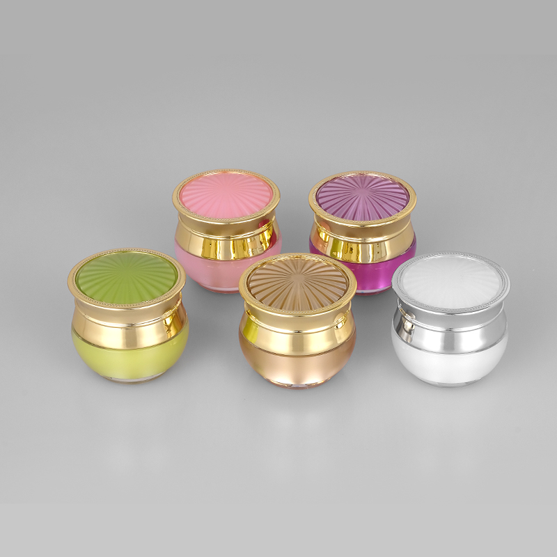 5g in stock Luxury Ready to ship Fashion Design Acrylic Cream Jar Empty Golden Cosmetic Container With Cap