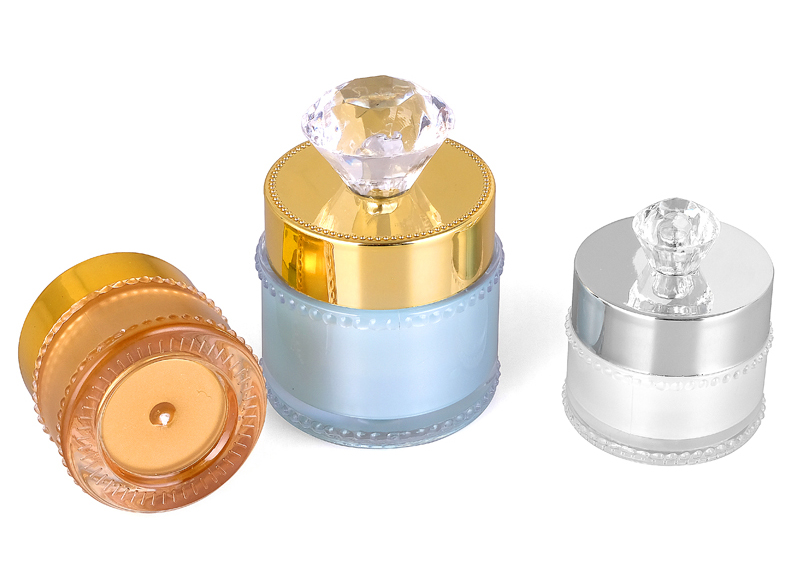 5g in stock Luxury Ready to ship white Fashion Design Cosmetic Container Acrylic Cream Jar with Gold plated lid