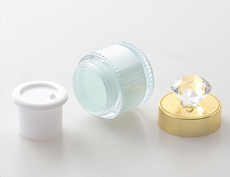 5g in stock Luxury Ready to ship white Fashion Design Cosmetic Container Acrylic Cream Jar with Gold plated lid