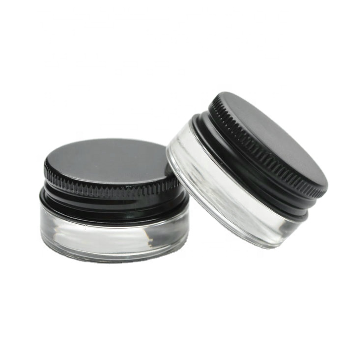 5g low profile glass jars with black aluminium lid