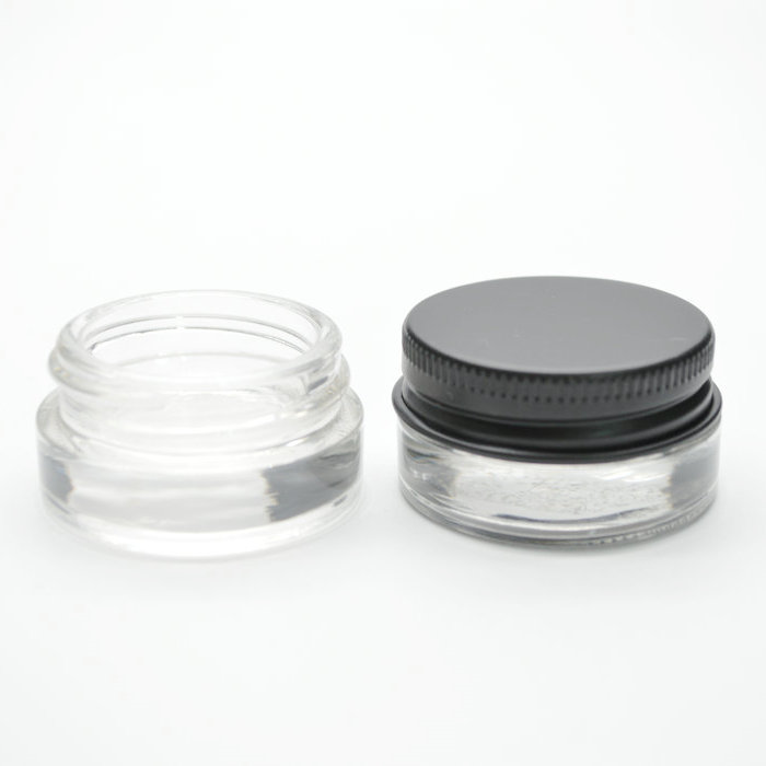 5g low profile glass jars with black aluminium lid