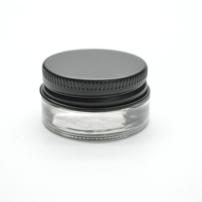 5g low profile glass jars with black aluminium lid