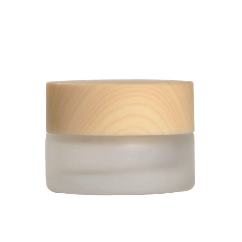 5g matte cream sample glass jar with wood grain cover lid cosmetic packaging jars