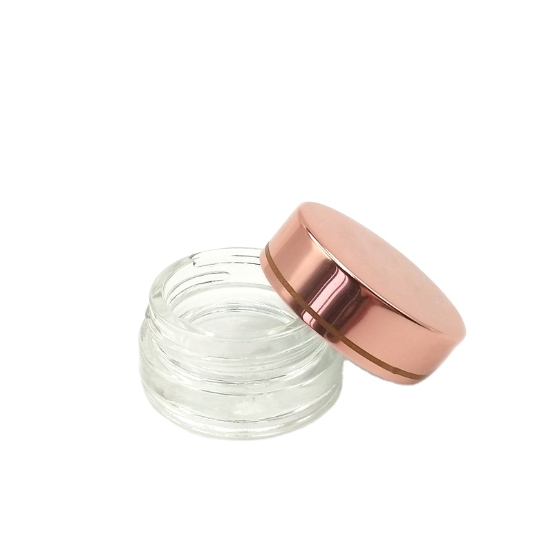 5g mini Glass Cream Jar with Rose Gold Screw Lid For Free Sample