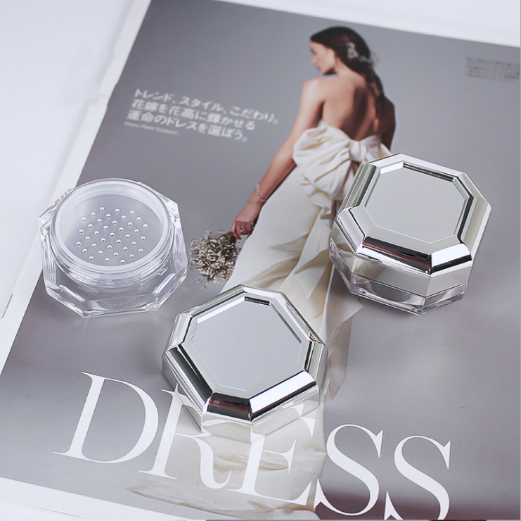 5g mini octagonal thick-walled powder compact with inner sieve texture honey powder empty box packaging material