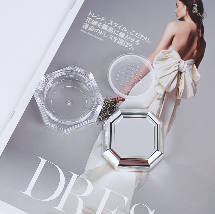 5g mini octagonal thick-walled powder compact with inner sieve texture honey powder empty box packaging material