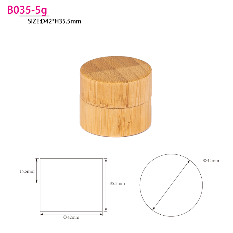 5g small size round shape glass cream jar glass cosmetic jars with bamboo texture lid