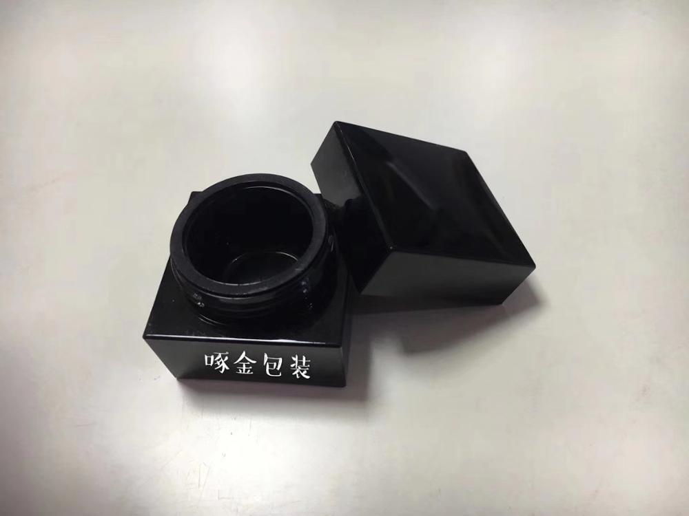 5g wholesale cheap acrylic empty square plastic black color nail gel polish jar custom cosmetic container