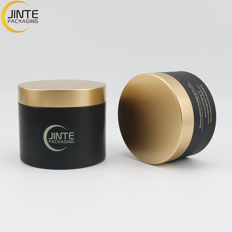 5g10g 15g 30g 50ml 100ml 150ml 250ml Hair Black Cream Containers Cosmetic PETG Jars With Matte Gold Lid
