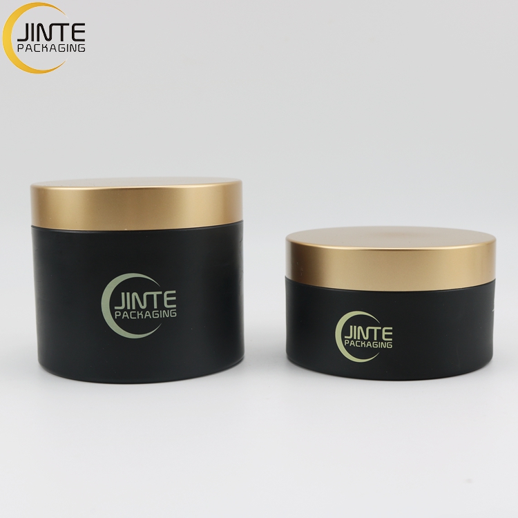 5g10g 15g 30g 50ml 100ml 150ml 250ml Hair Black Cream Containers Cosmetic PETG Jars With Matte Gold Lid