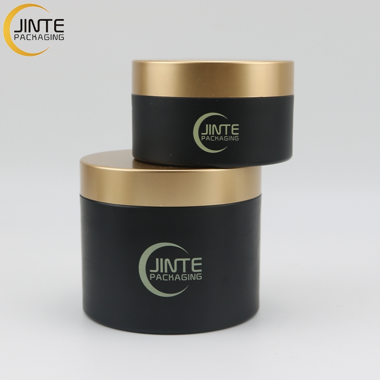 5g10g 15g 30g 50ml 100ml 150ml 250ml Hair Black Cream Containers Cosmetic PETG Jars With Matte Gold Lid