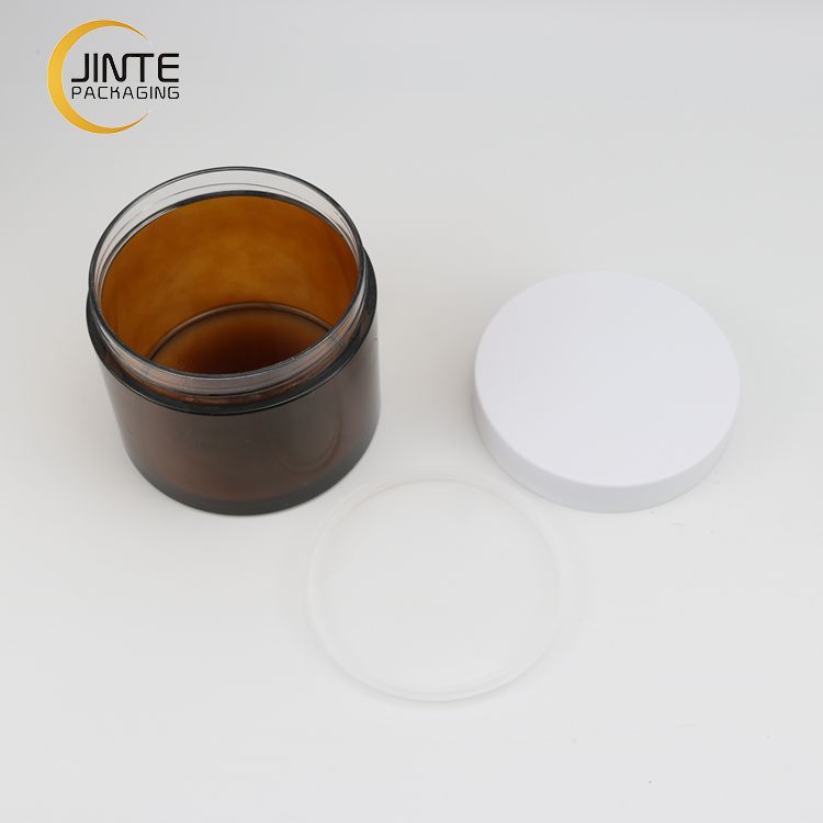 5g10g 15g 30g 50ml 100ml 150ml 250ml Hair Brown Cream Containers Amber Cosmetic PETG Jars With White Lid