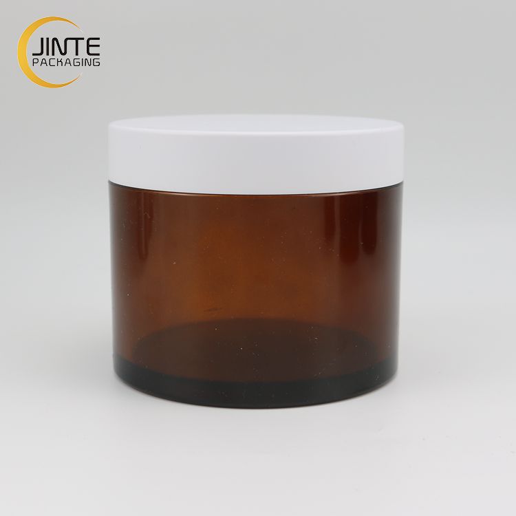 5g10g 15g 30g 50ml 100ml 150ml 250ml Hair Brown Cream Containers Amber Cosmetic PETG Jars With White Lid