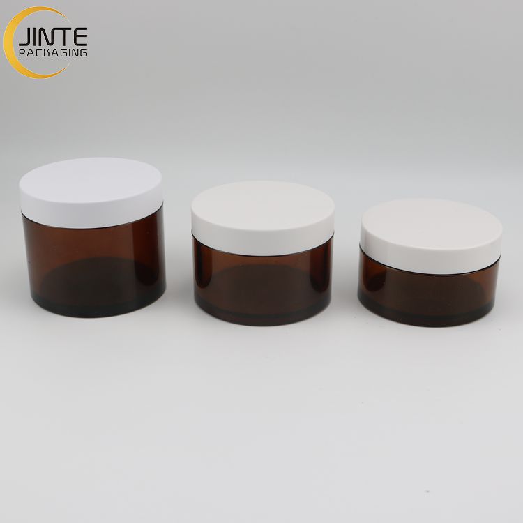 5g10g 15g 30g 50ml 100ml 150ml 250ml Hair Brown Cream Containers Amber Cosmetic PETG Jars With White Lid