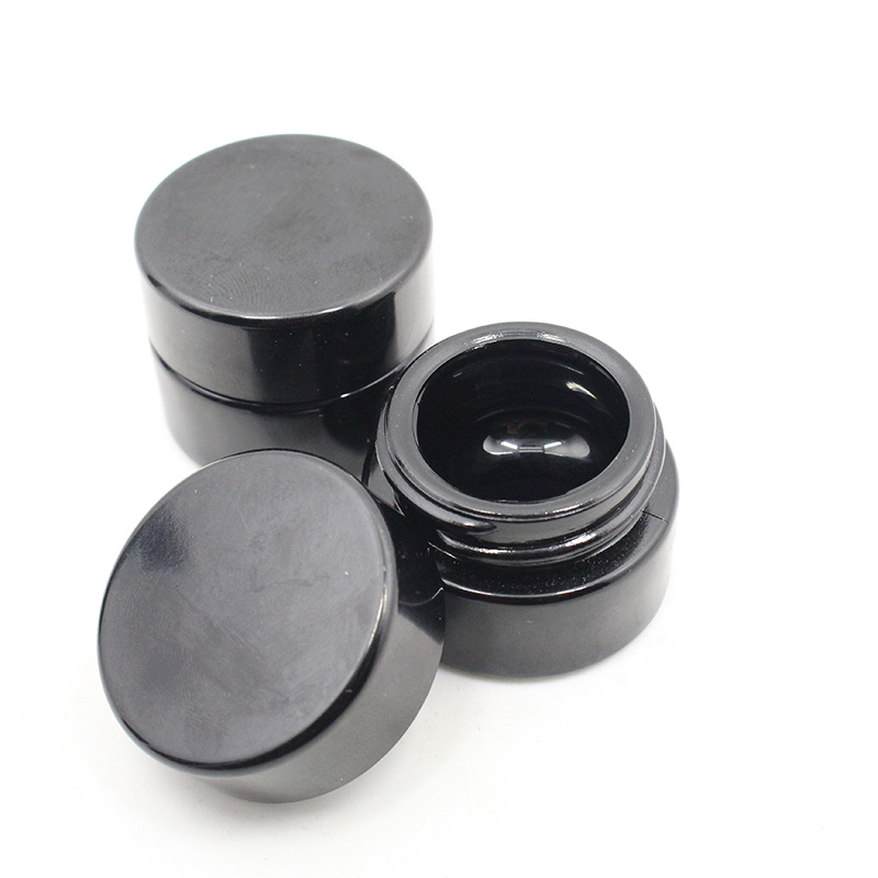 5g10g 30g cosmetic small glass jars black eye cream jar child resistant proof uv Concentrate glass CBD oil container
