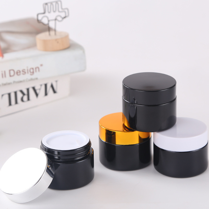 5g10g 30g cosmetic small glass jars black eye cream jar child resistant proof uv Concentrate glass CBD oil container