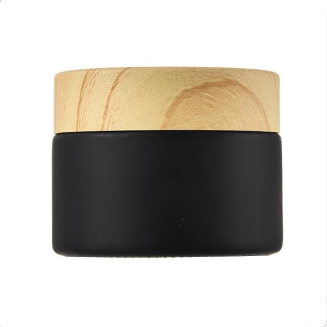 5g10g15g20g30g50g matte black color cosmetics eye cream glass jars bottles with artifical wood plastic lid