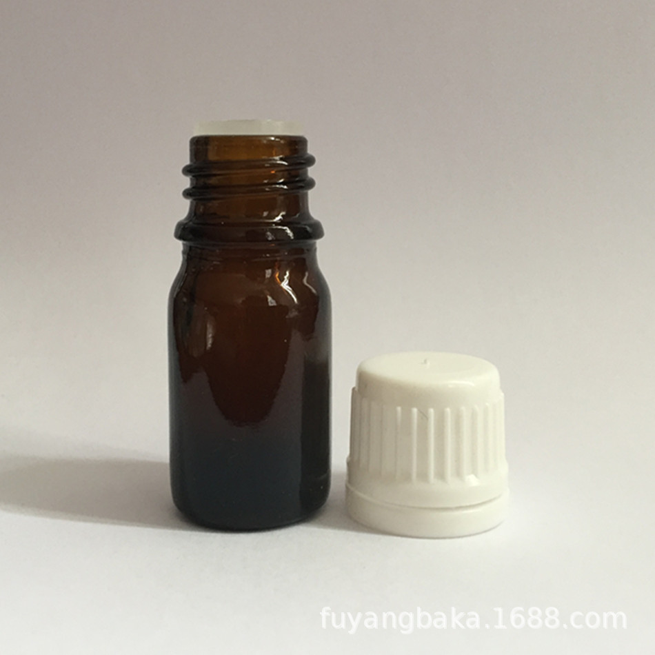 5m amber glass essential oil bottle,cheap cosmetic wholesale decorative bottle with safety tamper evident cap
