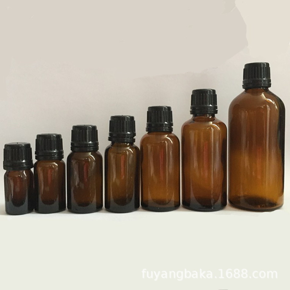 5m amber glass essential oil bottle,cheap cosmetic wholesale decorative bottle with safety tamper evident cap