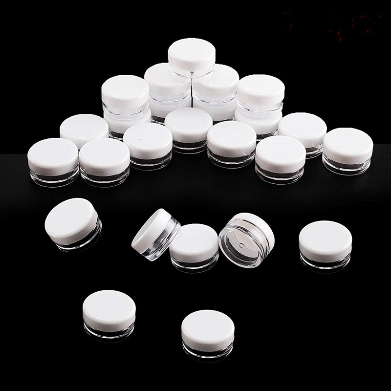 5mL Clear Empty Plastic Jar Round Pot Small Container with Lid for Cosmetic Lab Sample