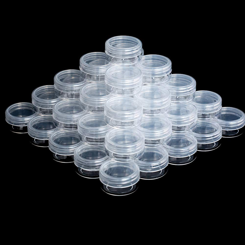 5mL Clear Empty Plastic Jar Round Pot Small Container with Lid for Cosmetic Lab Sample