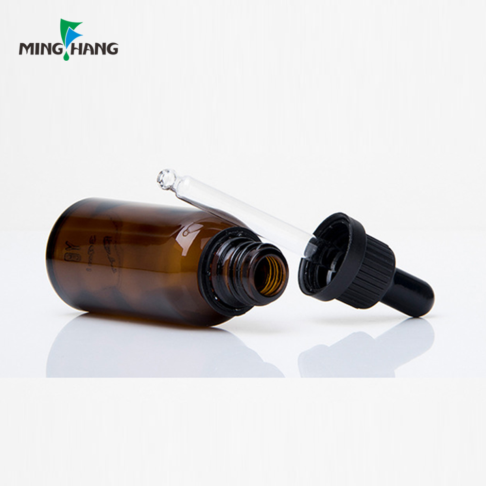 5ml-100ml Matte Frosted Amber Glass Essential Oil Glass Bottle With Black Sealed Dropper