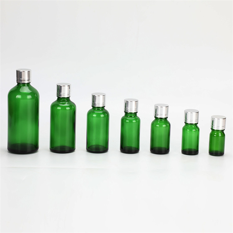 5ml-100ml green round perfume glass bottle with spray