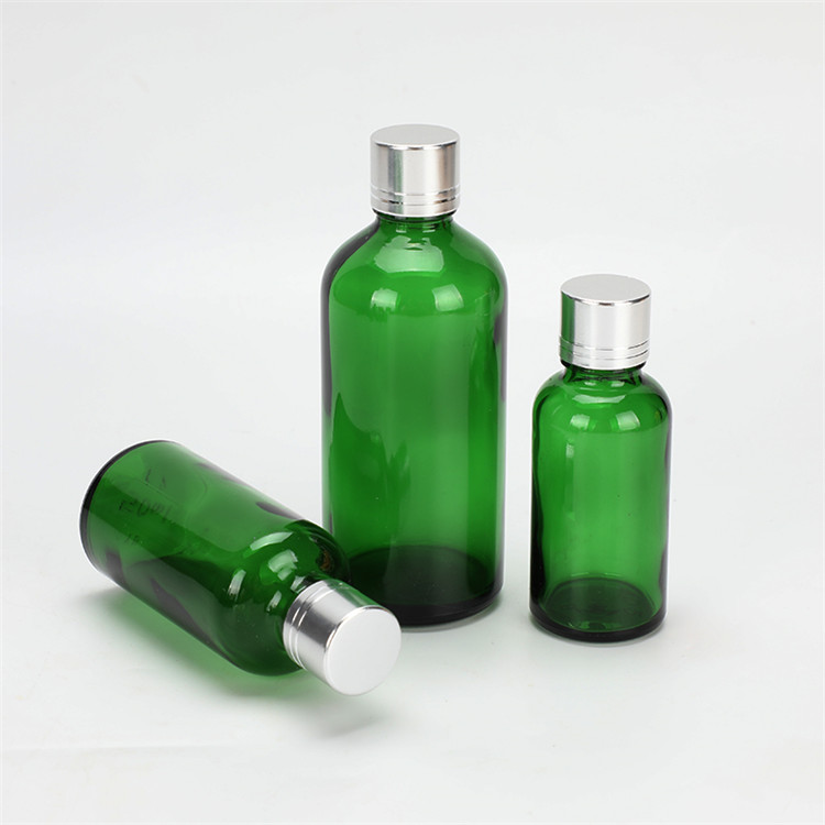 5ml-100ml green round perfume glass bottle with spray