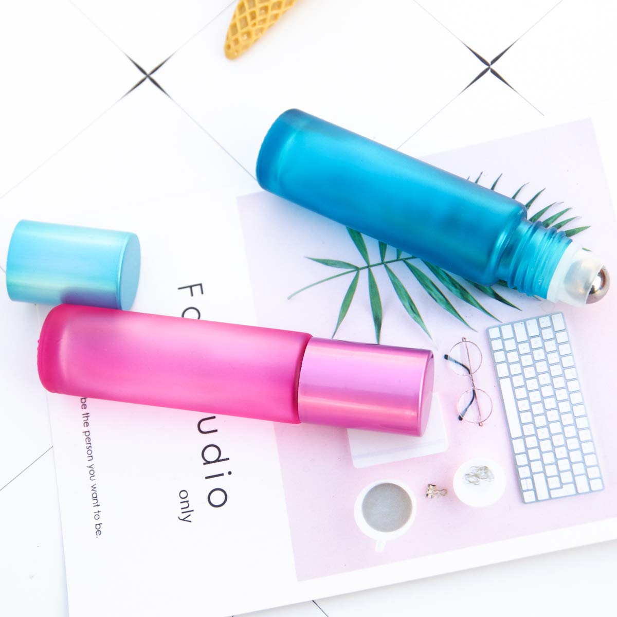 5ml 10m Clear Cosmetic Essential Oil Gold Roller Ball Glass Bottles for Oils Wholesale