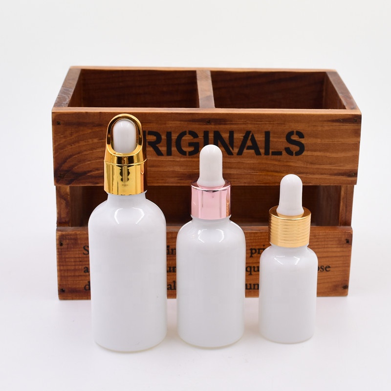 5ml 10ml 15ml 20 ml 30ml 50ml 100ml Refillable Empty white skincare glass essential oil bottle body oil with sealed dropper lid