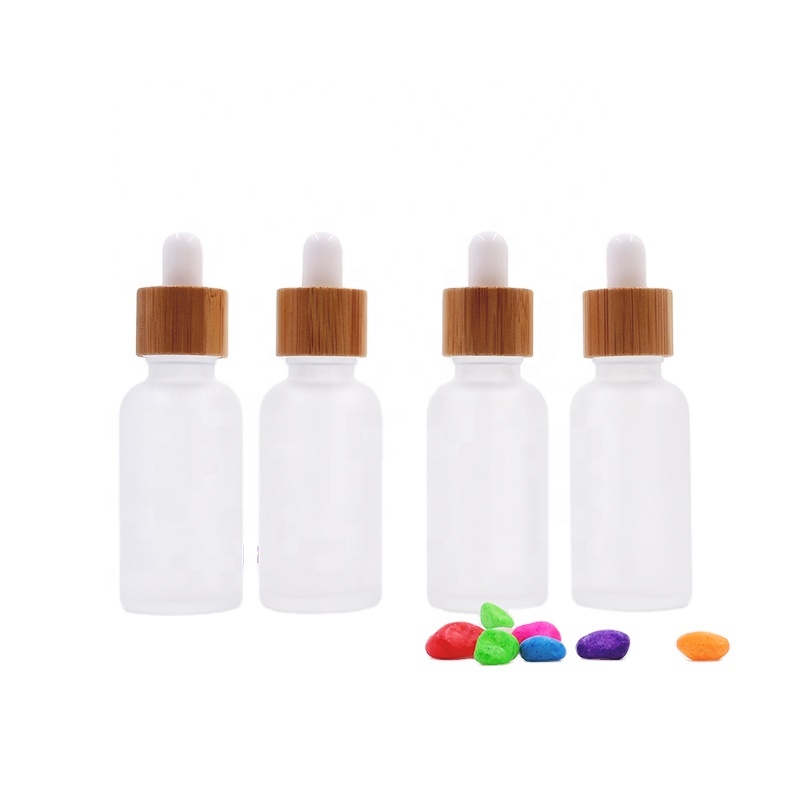 5ml 10ml 15ml 20 ml 30ml 50ml 100ml frosted tincture dropper essential oil glass dropper bottle with bamboo dropper pipette