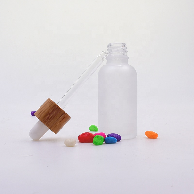 5ml 10ml 15ml 20 ml 30ml 50ml 100ml frosted tincture dropper essential oil glass dropper bottle with bamboo dropper pipette