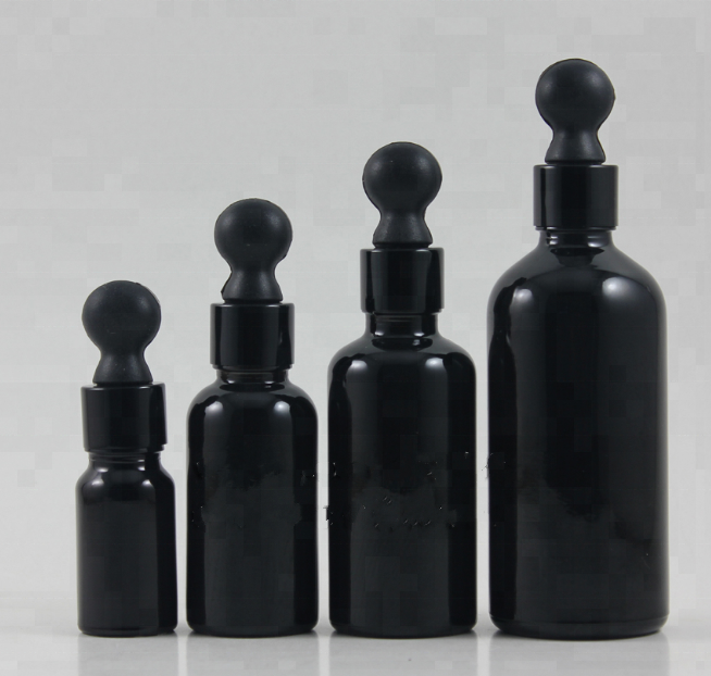 5ml 10ml 15ml 20ml 1oz 50ml 100ml matte gloss black glass dropper bottle pump lotion bottle for essential oil massage