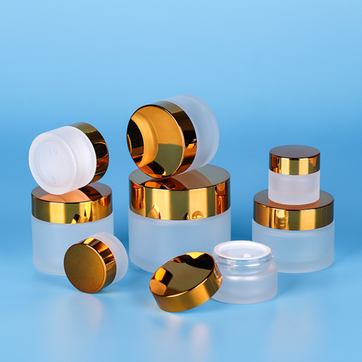 5ml 10ml 15ml 20ml 25ml 30ml 50ml 100ml Clear Matte Frozen Glass Cosmetic Jar with Silver Cap Round Frosted Bath Soak Bottle