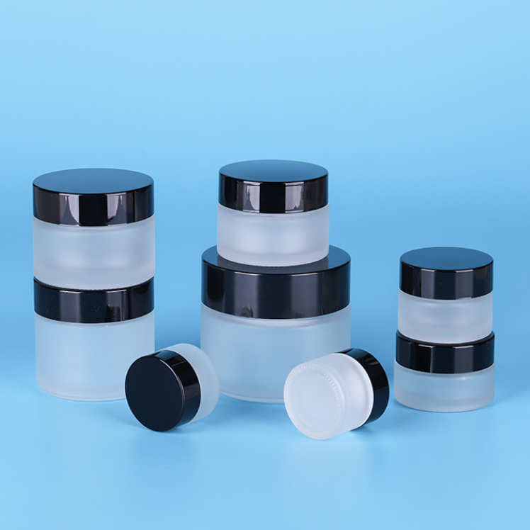 5ml 10ml 15ml 20ml 25ml 30ml 50ml 100ml Clear Matte Frozen Glass Cosmetic Jar with Silver Cap Round Frosted Bath Soak Bottle