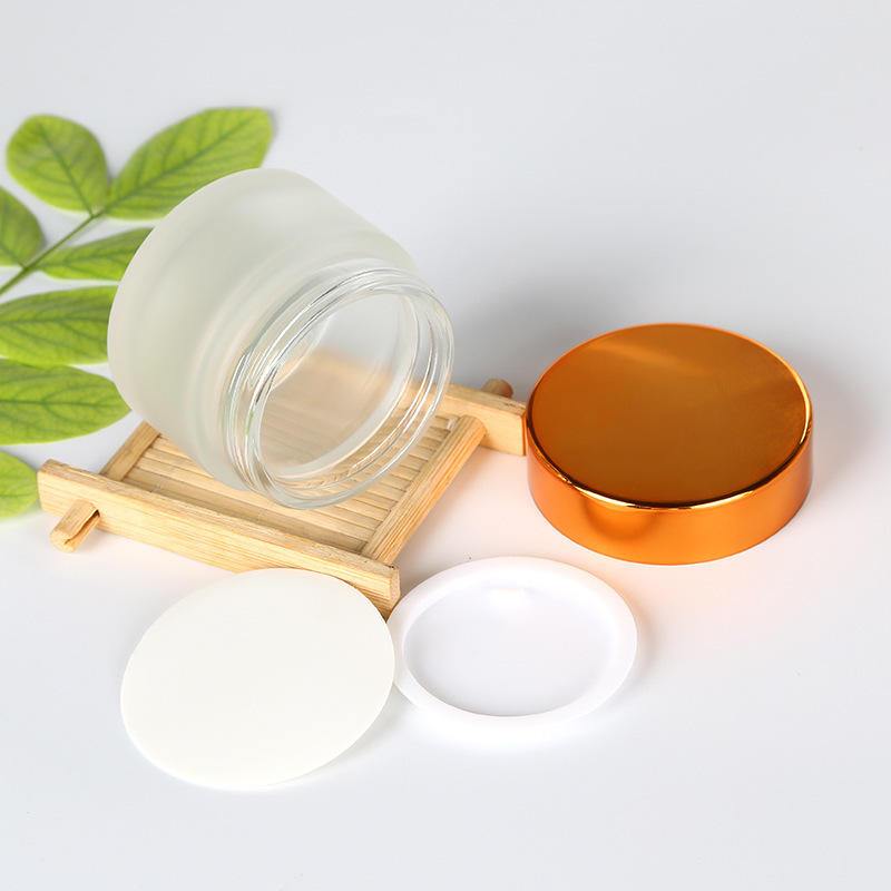 5ml 10ml 15ml 20ml 25ml 30ml 50ml 100ml Clear Matte Frozen Glass Cosmetic Jar with Silver Cap Round Frosted Bath Soak Bottle