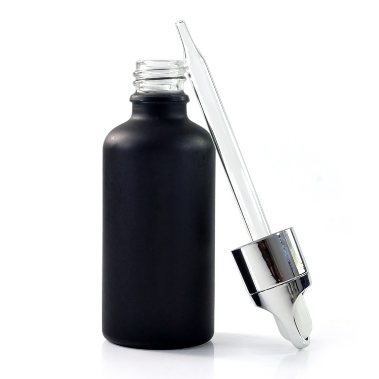 5ml 10ml 15ml 20ml 30mL 50ml 60ml 100mL frosted matte black glass dropper bottle with gold silver cap