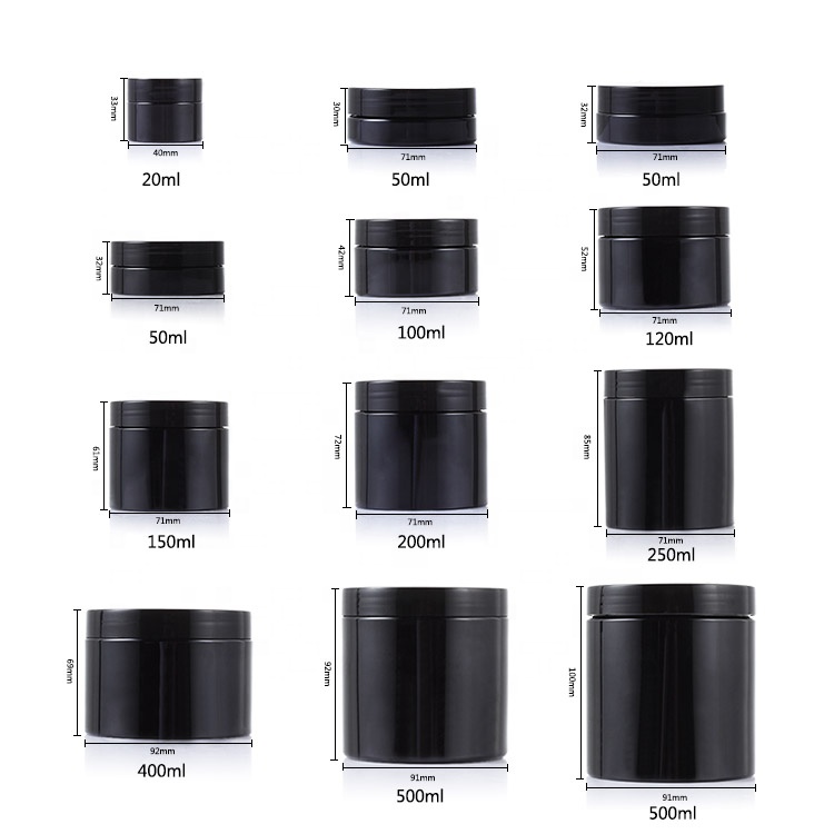 5ml 10ml 15ml 20ml 30ml 100ml Cosmetic Cream Container Plastic Black Jar