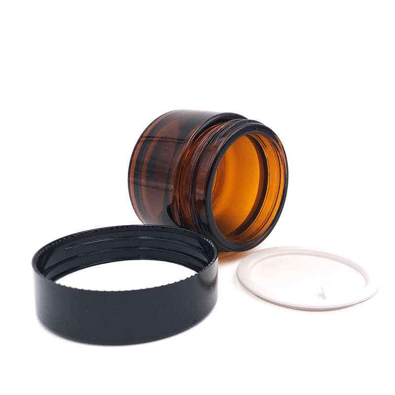 5ml 10ml 15ml 20ml 30ml 50gml 100ml 1 oz skincare packing cosmetic container amber brown cosmetic glass jar  with black lids
