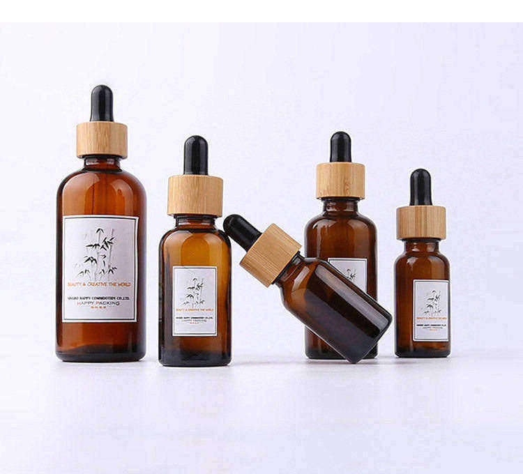 5ml 10ml 15ml 20ml 30ml 50ml 100m amber bamboo serum bottle with dropper