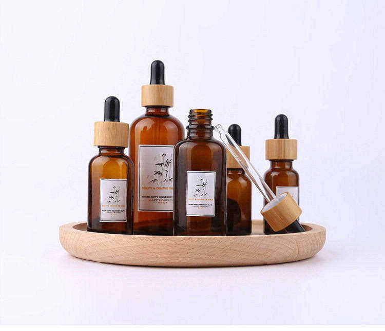 5ml 10ml 15ml 20ml 30ml 50ml 100m amber bamboo serum bottle with dropper
