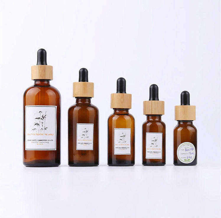 5ml 10ml 15ml 20ml 30ml 50ml 100m amber bamboo serum bottle with dropper
