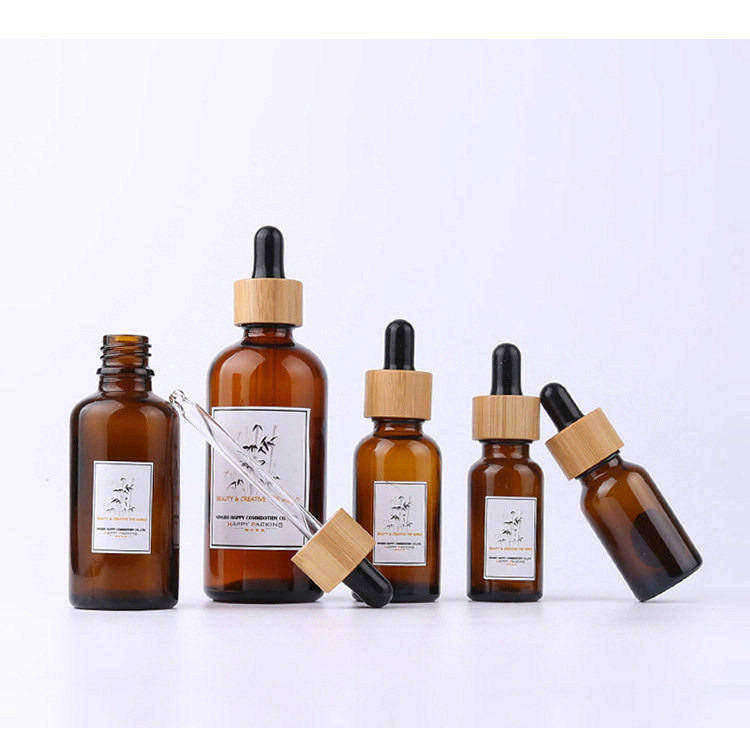 5ml 10ml 15ml 20ml 30ml 50ml 100m amber bamboo serum bottle with dropper