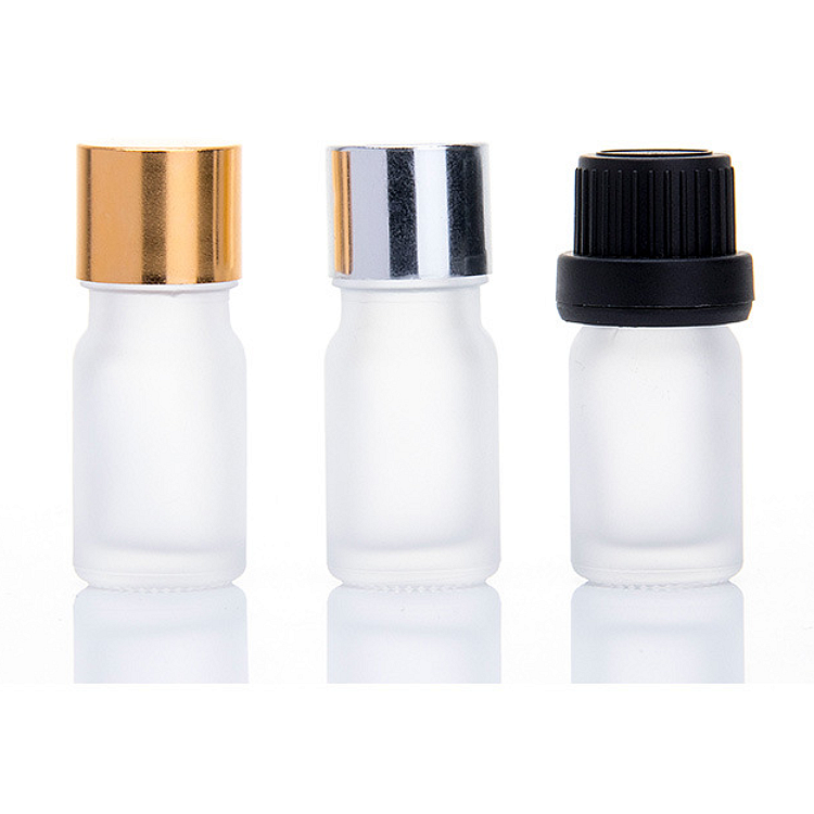5ml 10ml 15ml 20ml 30ml 50ml 100ml 0.2oz clear frosted essential oil glass bottles with gold silver black white screw cap