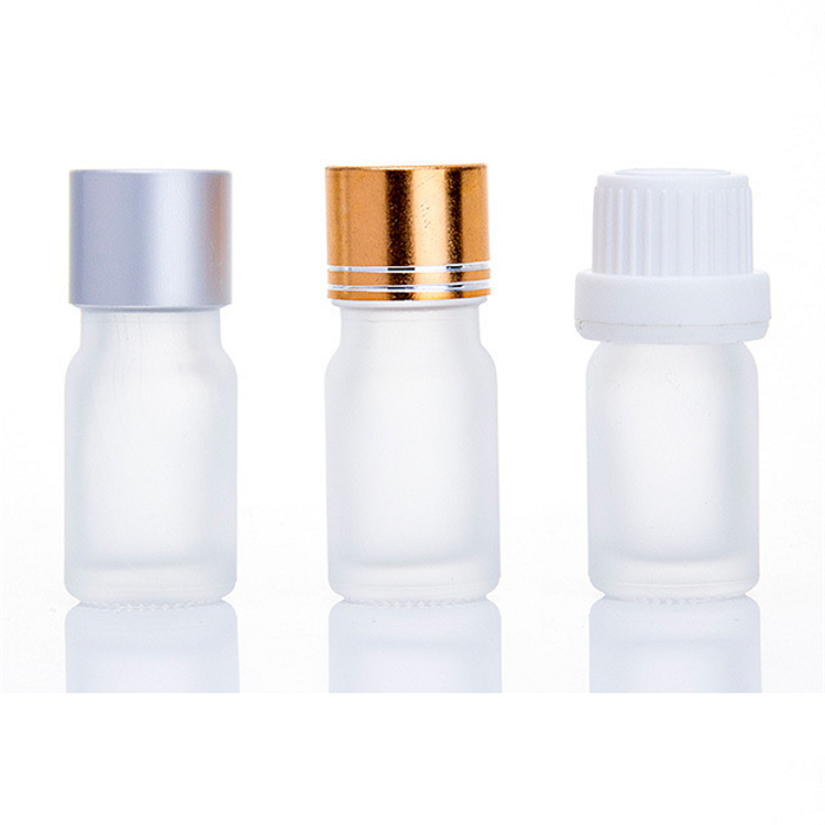 5ml 10ml 15ml 20ml 30ml 50ml 100ml 0.2oz clear frosted essential oil glass bottles with gold silver black white screw cap