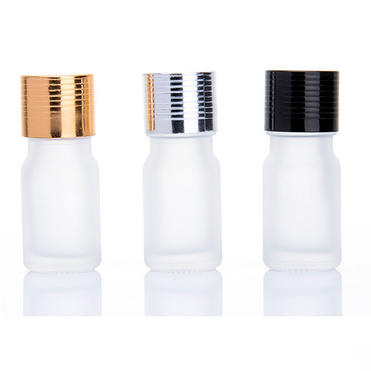 5ml 10ml 15ml 20ml 30ml 50ml 100ml 0.2oz clear frosted essential oil glass bottles with gold silver black white screw cap