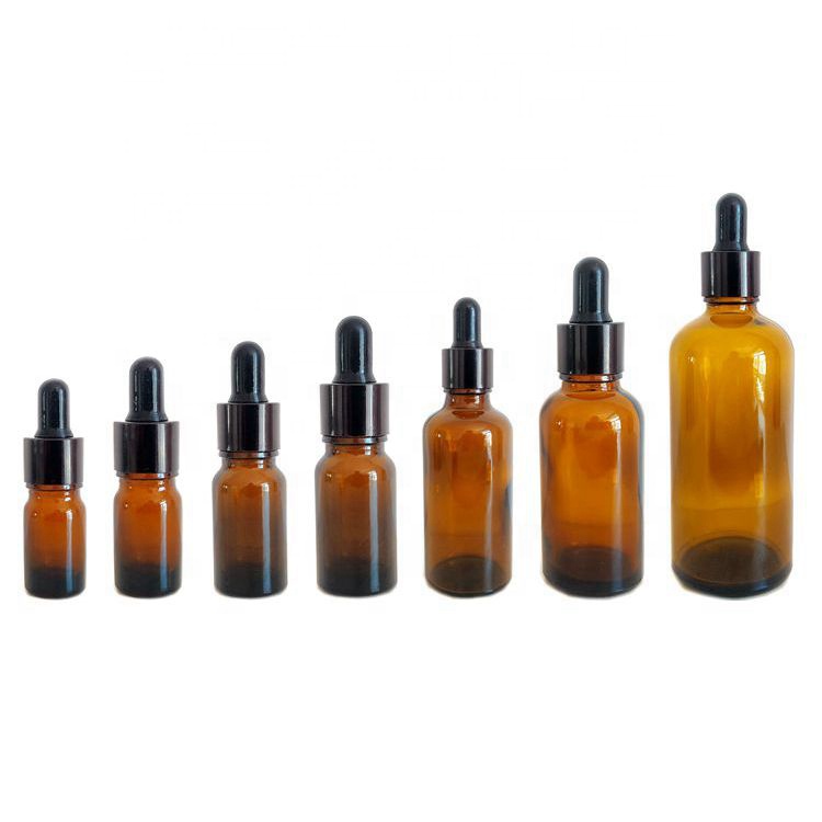 5ml 10ml 15ml 20ml 30ml 50ml 100ml Amber Blue Clear Frost Black Glass Dropper Bottle For Essential Oil Customized Bottle CRC Cap