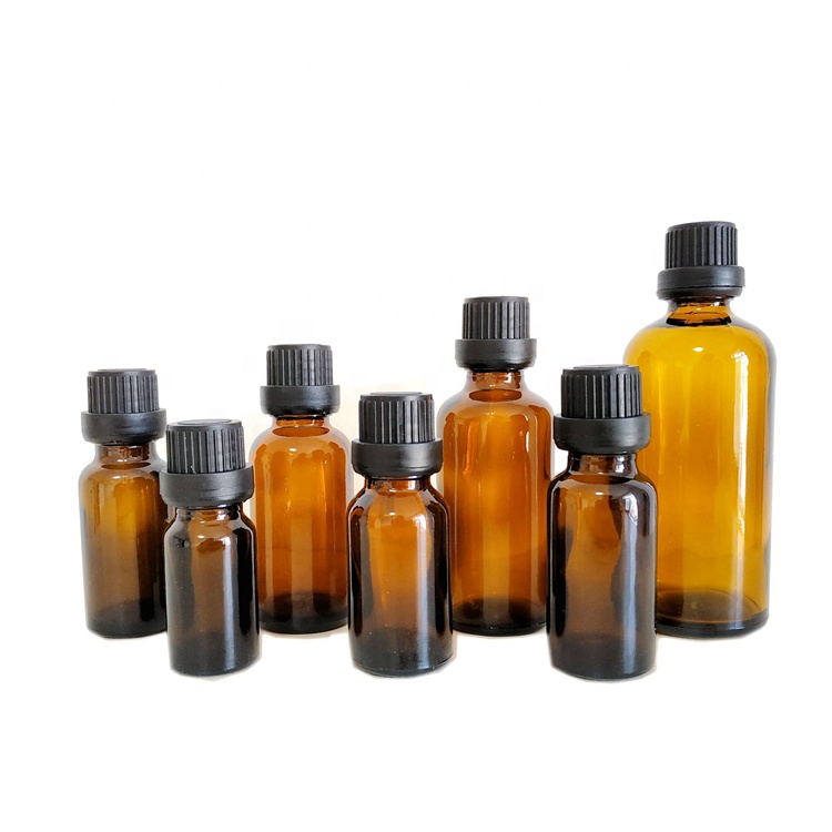 5ml 10ml 15ml 20ml 30ml 50ml 100ml Amber Blue Clear Frost Black Glass Dropper Bottle For Essential Oil Customized Bottle CRC Cap