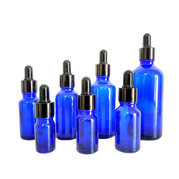 5ml 10ml 15ml 20ml 30ml 50ml 100ml Amber Blue Clear Frost Black Glass Dropper Bottle For Essential Oil Customized Bottle CRC Cap